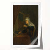 Baroque Woman with Scales: Classic Art Print with Subtle Elegance