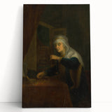 Baroque Woman with Scales: Classic Art Print with Subtle Elegance