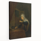 Baroque Woman with Scales: Classic Art Print with Subtle Elegance