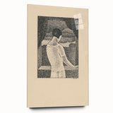Minimalist Pointillist Wall Art - Woman by the Window by Mikuláš Galanda