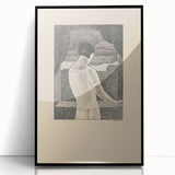 Minimalist Pointillist Wall Art - Woman by the Window by Mikuláš Galanda