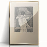 Minimalist Pointillist Wall Art - Woman by the Window by Mikuláš Galanda