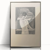 Minimalist Pointillist Wall Art - Woman by the Window by Mikuláš Galanda