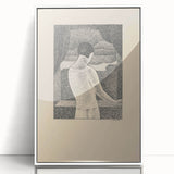 Minimalist Pointillist Wall Art - Woman by the Window by Mikuláš Galanda