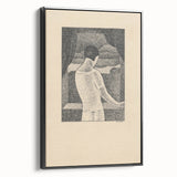Minimalist Pointillist Wall Art - Woman by the Window by Mikuláš Galanda