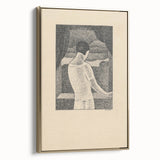 Minimalist Pointillist Wall Art - Woman by the Window by Mikuláš Galanda