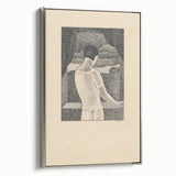 Minimalist Pointillist Wall Art - Woman by the Window by Mikuláš Galanda