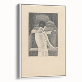 Minimalist Pointillist Wall Art - Woman by the Window by Mikuláš Galanda