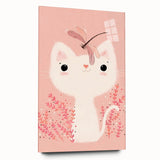 White Cat & Dragonfly Girls Room Wall Art – Kids Room Art Print