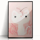 White Cat & Dragonfly Girls Room Wall Art – Kids Room Art Print