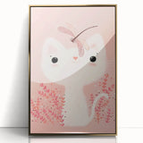White Cat & Dragonfly Girls Room Wall Art – Kids Room Art Print