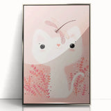 White Cat & Dragonfly Girls Room Wall Art – Kids Room Art Print