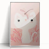 White Cat & Dragonfly Girls Room Wall Art – Kids Room Art Print