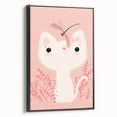 White Cat & Dragonfly Girls Room Wall Art – Kids Room Art Print