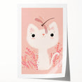 White Cat & Dragonfly Girls Room Wall Art – Kids Room Art Print