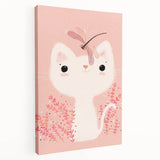 White Cat & Dragonfly Girls Room Wall Art – Kids Room Art Print