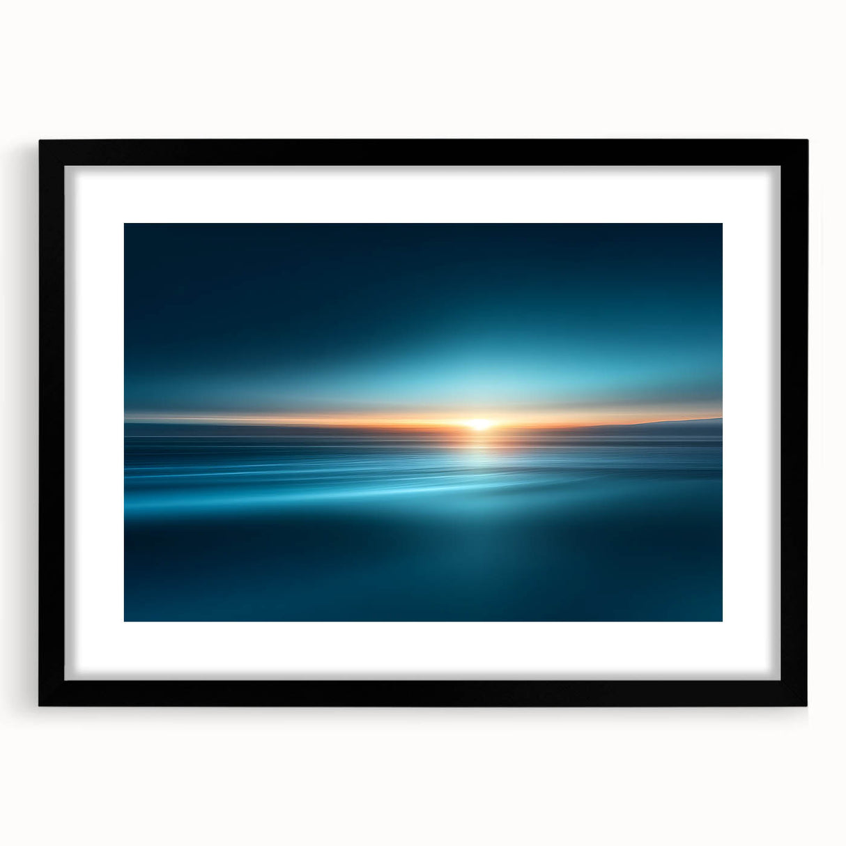 Serene Ocean Sunrise Wall Art – Abstract Blue Motion Photography