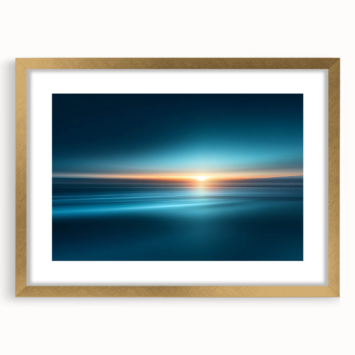 Serene Ocean Sunrise Wall Art – Abstract Blue Motion Photography