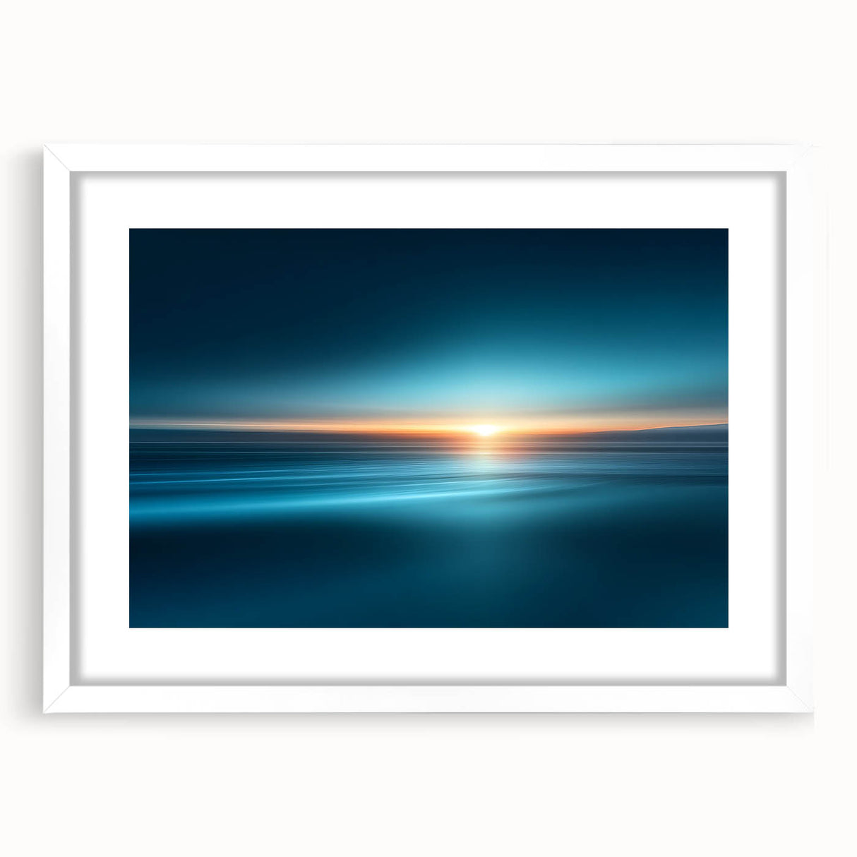 Serene Ocean Sunrise Wall Art – Abstract Blue Motion Photography