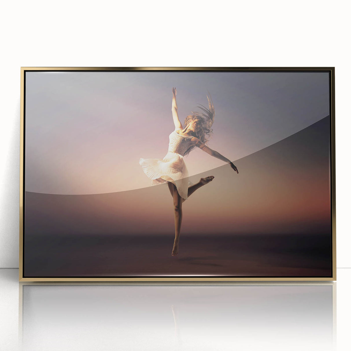 Sunset Leap – Emotive Dance Wall Art with Light and Freedom