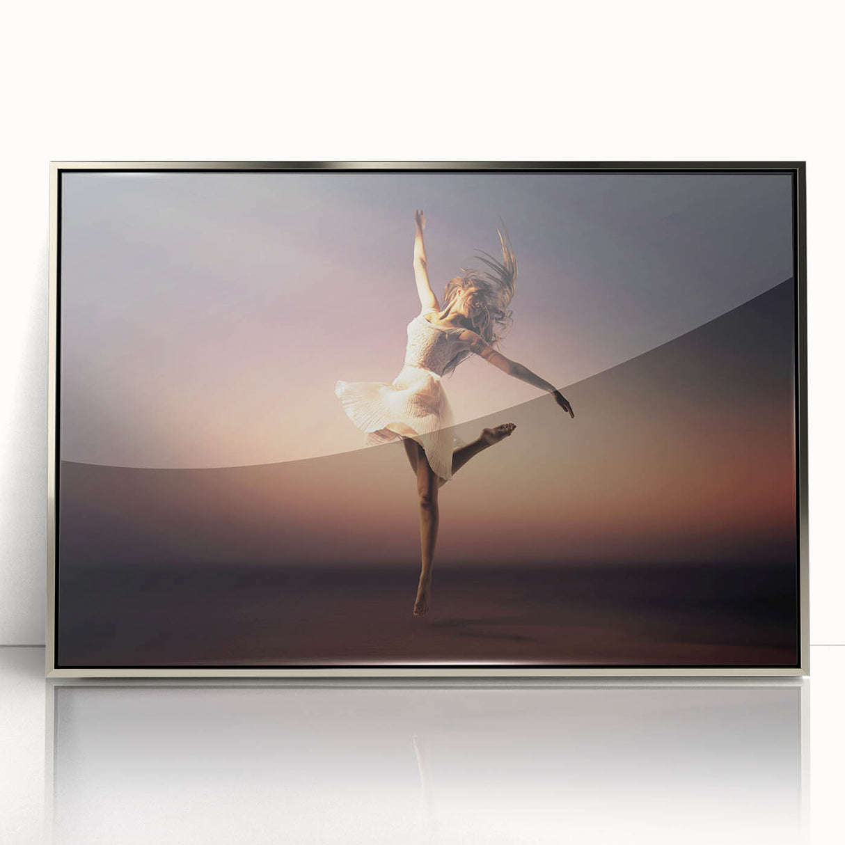 Sunset Leap – Emotive Dance Wall Art with Light and Freedom