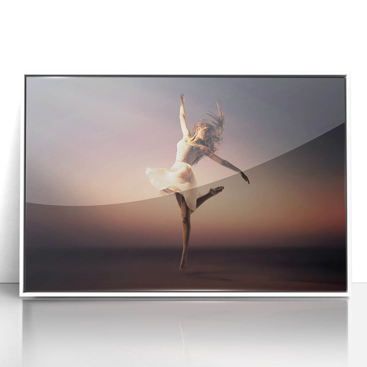 Sunset Leap – Emotive Dance Wall Art with Light and Freedom