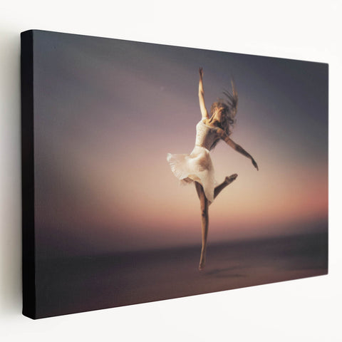 Sunset Leap – Emotive Dance Wall Art with Light and Freedom