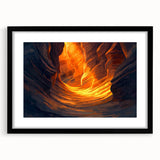 Framed black landscape artwork with cave imagery and a white mat, showcasing intricate details, ideal for enhancing modern home decor aesthetics.