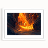 Framed landscape artwork showcasing a serene cave scene, featuring subtle earth tones and a white mat, ideal for enhancing interior decor.