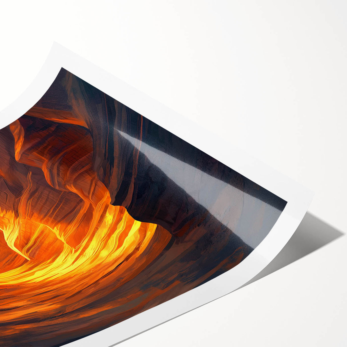 Colorful rolled print showcasing a stunning landscape with intricate cave formations and vibrant details, ideal for home décor or art enthusiasts, packaged securely in a protective tube.