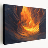Stretched canvas artwork showcasing a stunning landscape scene with intricate cave formations, featuring vibrant colors and detailed textures, ideal for home decor.
