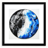 Circular Abstract Wall Art – Blue and Black Modern Canvas Print