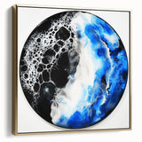 Circular Abstract Wall Art – Blue and Black Modern Canvas Print