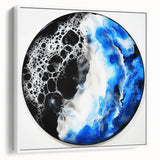 Circular Abstract Wall Art – Blue and Black Modern Canvas Print
