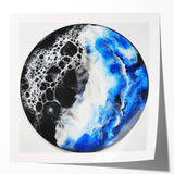 Circular Abstract Wall Art – Blue and Black Modern Canvas Print
