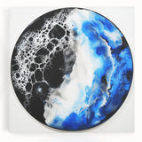 Circular Abstract Wall Art – Blue and Black Modern Canvas Print