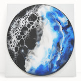 Circular Abstract Wall Art – Blue and Black Modern Canvas Print