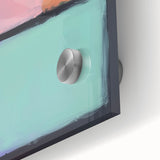 Close-up of an abstract geometric acrylic glass design showcasing vibrant colors and intricate patterns, perfect for modern home decor and art enthusiasts.