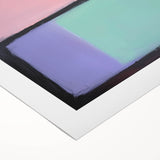 Abstract geometric rolled canvas artwork showcasing vibrant colors and intricate patterns, elegantly packaged in a protective cardboard tube, perfect for home decor.