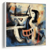 Framed canvas artwork showcasing abstract splatters in vibrant colors, set against a white background, ideal for modern home decor. Side view highlights the frame's sleek design.