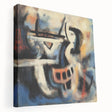 Abstract splatter design stretched canvas artwork showcasing vibrant colors and dynamic patterns, ideal for modern home decor, displayed from a side view.