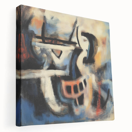Abstract splatter design stretched canvas artwork showcasing vibrant colors and dynamic patterns, ideal for modern home decor, displayed from a side view.