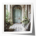 Extra large glossy print of a French door design in muted earth tones, ideal for art wall dining room.