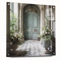 Acrylic print of a large abstract door design in monochrome shades, suitable for bedroom or dining room decor.