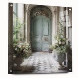 Acrylic print of a large abstract door design in monochrome shades, suitable for bedroom or dining room decor.