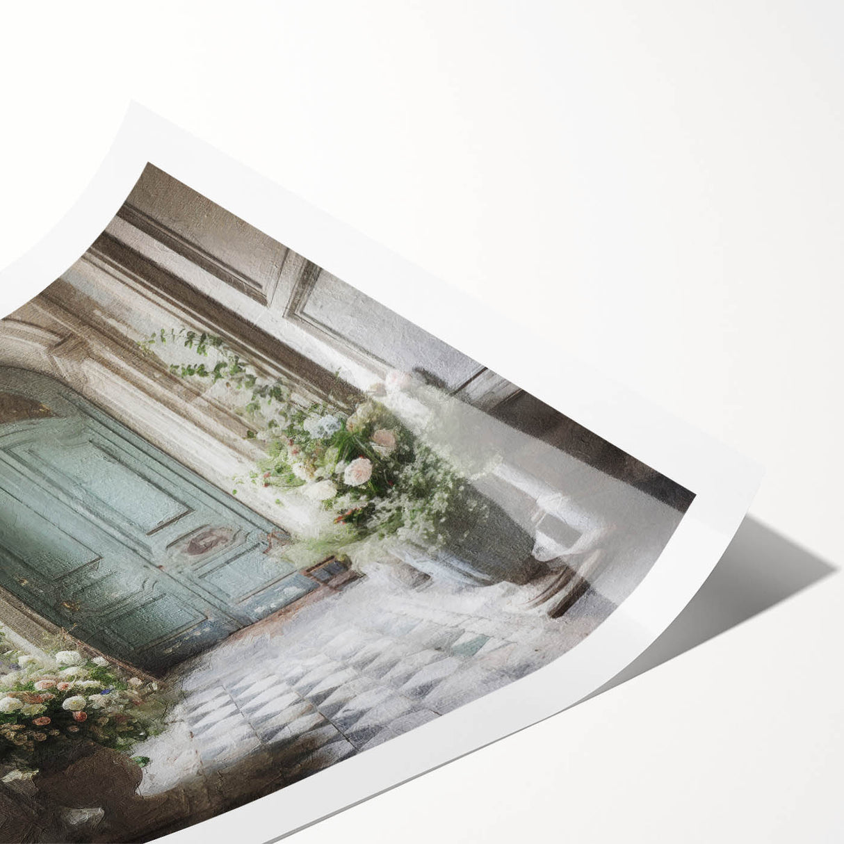 Extra large wall art featuring line art flowers on a rolled print, ideal for large living room decor.