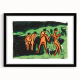 Expressionist Bathing Scene – Vibrant Abstract Nature Canvas Art