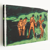 Expressionist Bathing Scene – Vibrant Abstract Nature Canvas Art