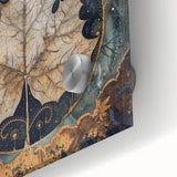 Close-up of vibrant floral wall art featuring intricate designs of colorful flowers and green leaves on acrylic glass, perfect for modern home decor.