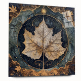 Acrylic wall art showcasing a vibrant floral design with intricate leaves, displayed from a side view, emphasizing its glossy finish and modern aesthetic, perfect for home decor.